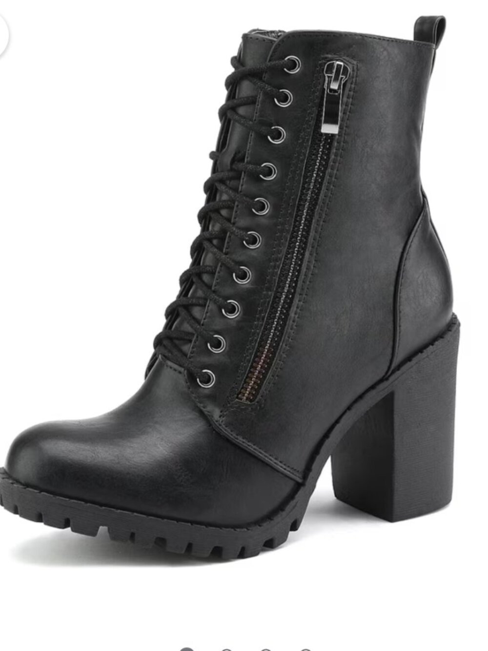 Dream Pairs “Silverado”Chunky Heel Combat Ankle Boots–Lace‑Up + Side Zipper–SZ 8 - Picture 13 of 15